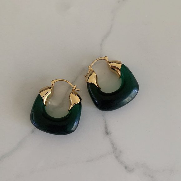 Statement Hoop Earrings, Chunky Hoop Earrings, Amber hoop Earrings - Picture 5 of 9